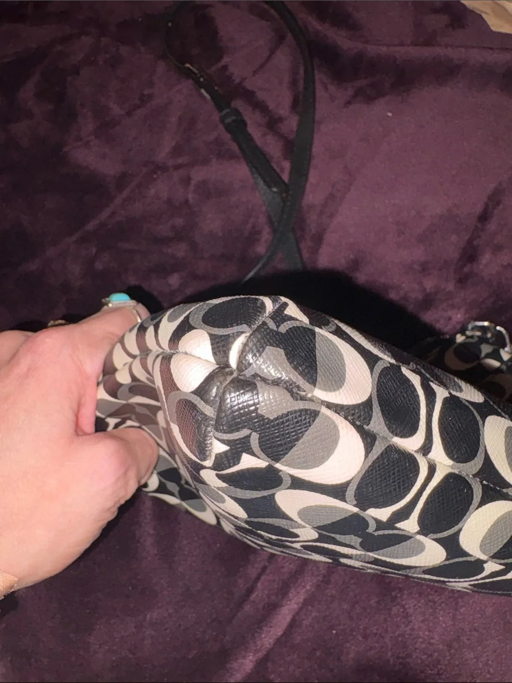 NWOT RARE Coach PEYTON DREAM Signature Black and Cream Crossbody Bag